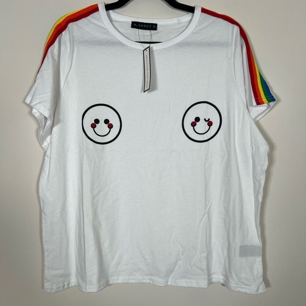 NWT Soncy Pride Rainbow Short Sleeve Smiley Tee 2x